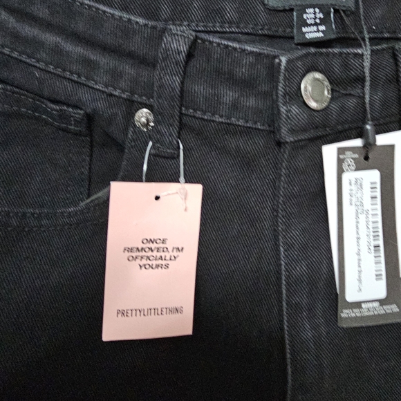 NWTPrettyLittleThing Charcoal Washed Black High Waist StraightLeg DenimJean sz 8 - Picture 10 of 14